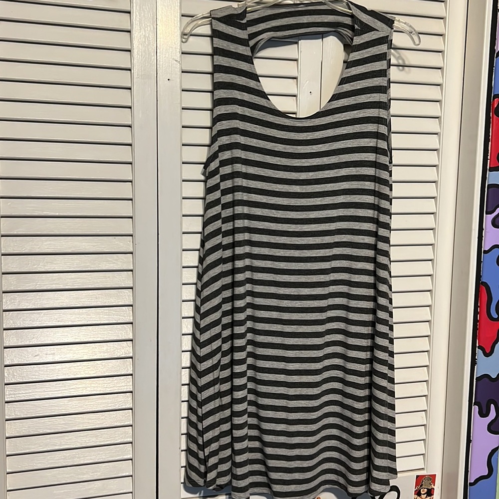 Striped Flowy Dress/ Bathing Suit Cover - Open Back